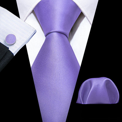 Lavender Purple Solid Silk Tie, Pocket Square and Cufflinks Set tie sets    - Sophisticated Gentlemen