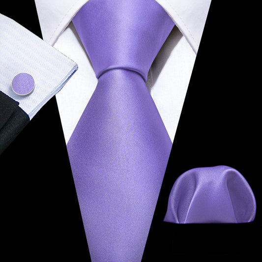 Lavender Purple Solid Silk Tie, Pocket Square and Cufflinks Set tie sets    - Sophisticated Gentlemen