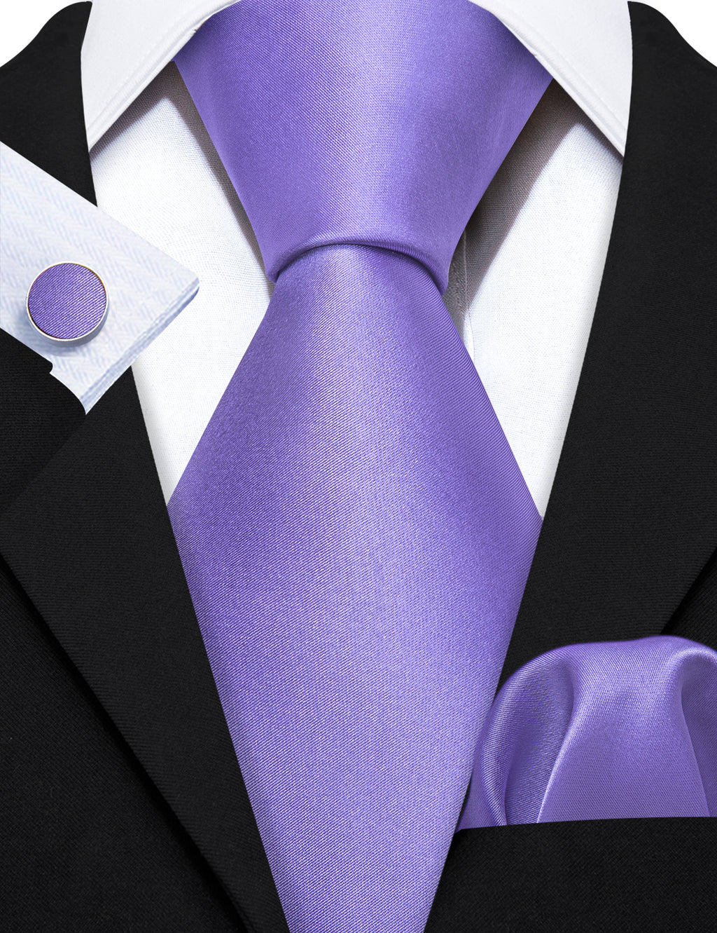 Lavender Purple Solid Silk Tie, Pocket Square and Cufflinks Set tie sets    - Sophisticated Gentlemen