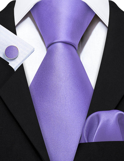 Lavender Purple Solid Silk Tie, Pocket Square and Cufflinks Set tie sets    - Sophisticated Gentlemen