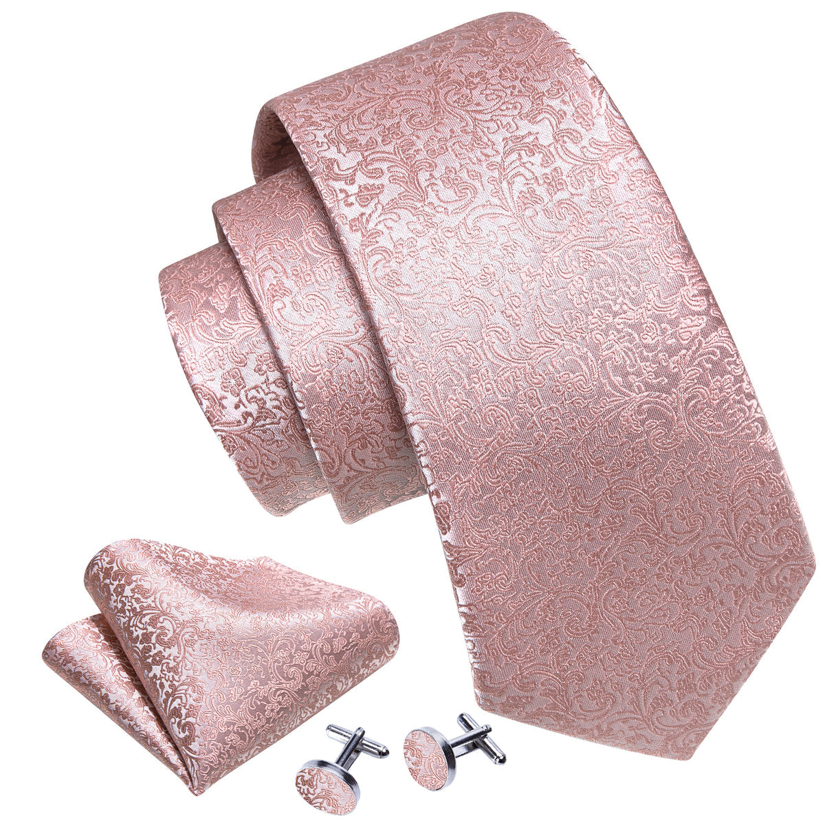 Pink Paisley Tie, Pocket Square and Cufflinks Set tie sets    - Sophisticated Gentlemen