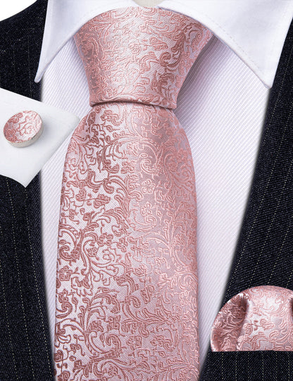 Pink Paisley Tie, Pocket Square and Cufflinks Set tie sets    - Sophisticated Gentlemen