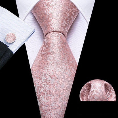 Pink Paisley Tie, Pocket Square and Cufflinks Set tie sets    - Sophisticated Gentlemen