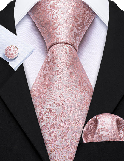 Pink Paisley Tie, Pocket Square and Cufflinks Set tie sets    - Sophisticated Gentlemen