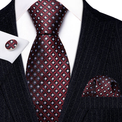 Red White Striped Silk Tie, Pocket Square and Cufflinks Set tie sets    - Sophisticated Gentlemen