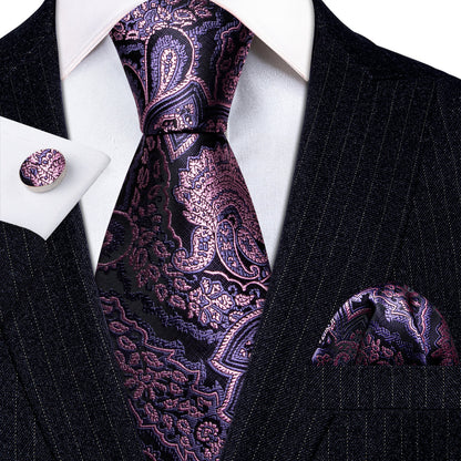 Lavender Purple Pink Paisley Tie, Pocket Square and Cufflinks Set tie sets    - Sophisticated Gentlemen