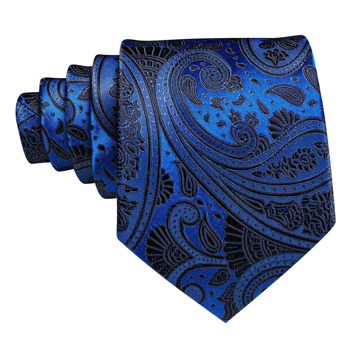 Blue Black Silk Paisley Tie, Pocket Square and Cufflinks Set tie sets    - Sophisticated Gentlemen