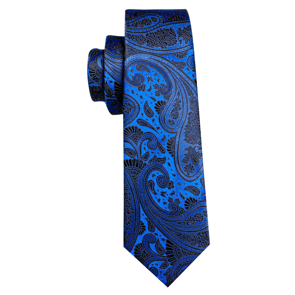 Blue Black Silk Paisley Tie, Pocket Square and Cufflinks Set tie sets    - Sophisticated Gentlemen