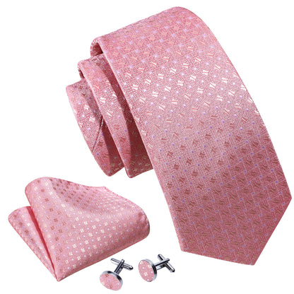 Pink Novelty Silk Tie, Pocket Square and Cufflinks Set tie sets    - Sophisticated Gentlemen