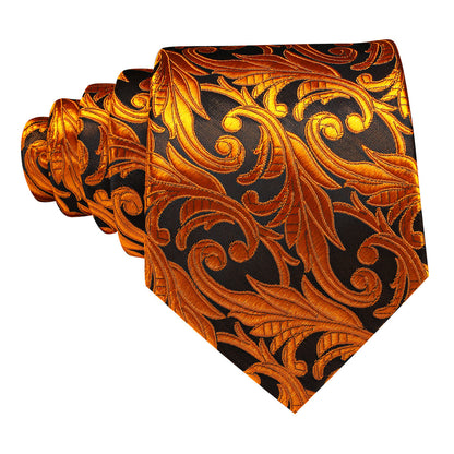 Gold Black Paisley Tie, Pocket Square and Cufflinks Set tie sets    - Sophisticated Gentlemen