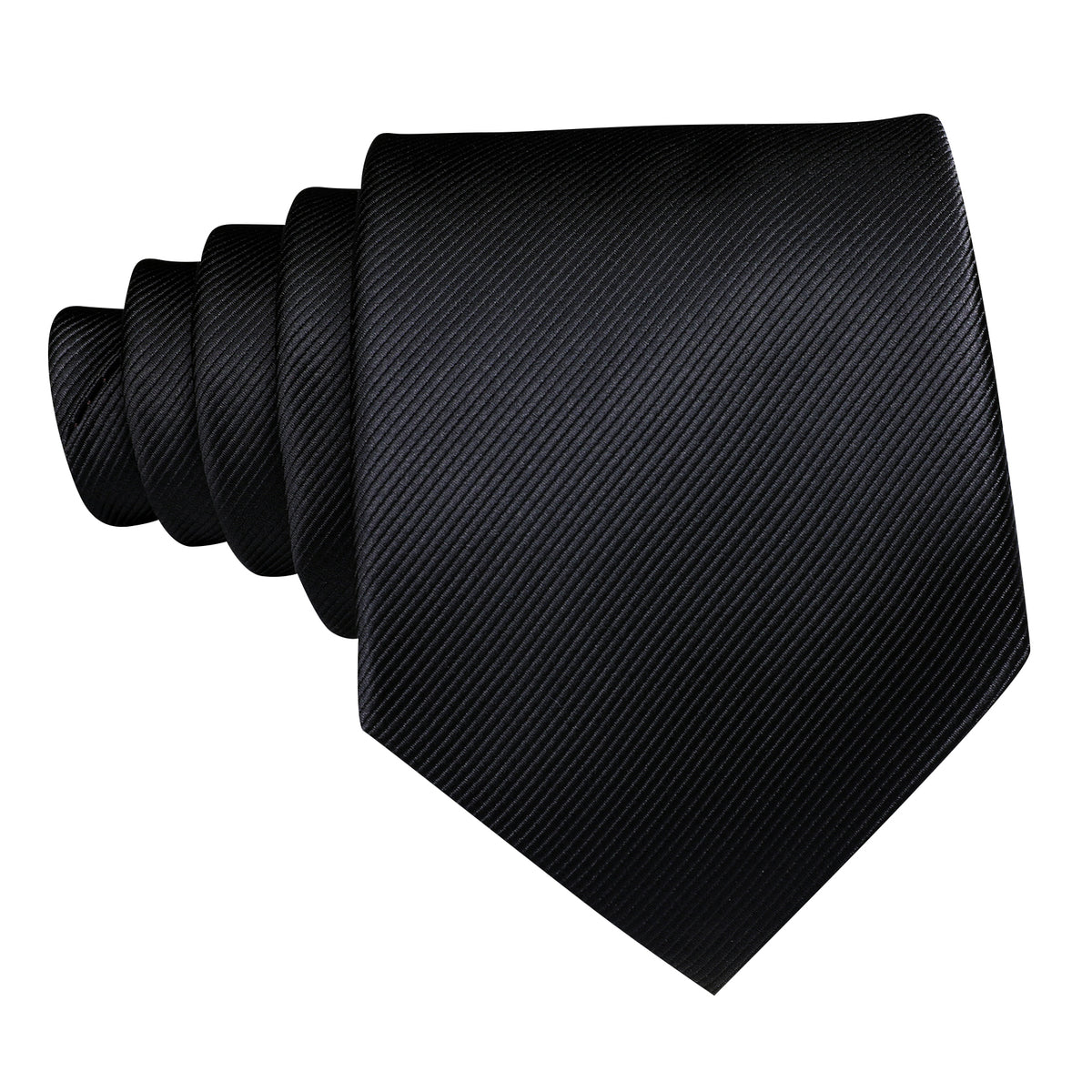 Black Solid Silk Tie, Pocket Square and Cufflinks Set tie sets    - Sophisticated Gentlemen