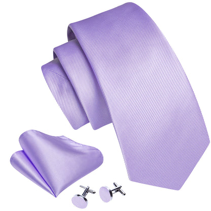 Purple Mist Violet Solid Silk Tie, Pocket Square and Cufflinks Set tie sets    - Sophisticated Gentlemen