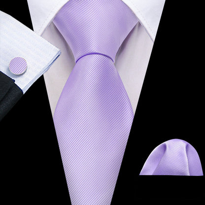 Purple Mist Violet Solid Silk Tie, Pocket Square and Cufflinks Set tie sets    - Sophisticated Gentlemen
