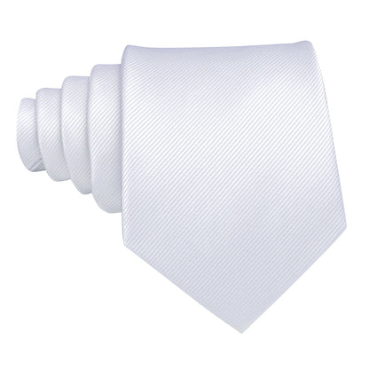 White Solid Silk Tie, Pocket Square and Cufflinks Set tie sets    - Sophisticated Gentlemen