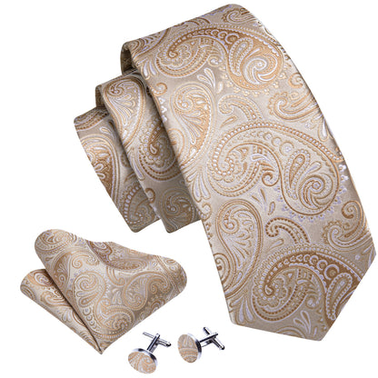 Seashell Paisley Tie, Pocket Square and Cufflinks Set tie sets    - Sophisticated Gentlemen