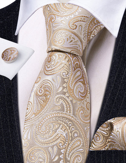 Seashell Paisley Tie, Pocket Square and Cufflinks Set tie sets    - Sophisticated Gentlemen