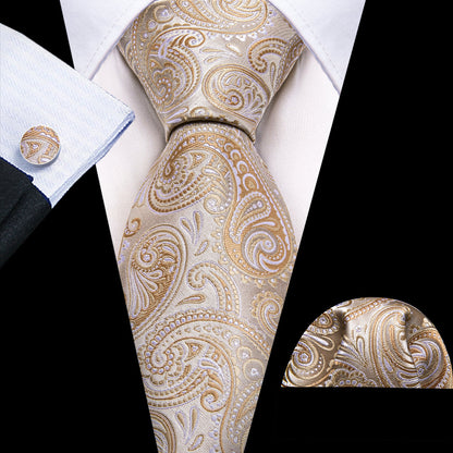 Seashell Paisley Tie, Pocket Square and Cufflinks Set tie sets    - Sophisticated Gentlemen