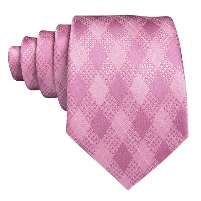 Pink Plaid Silk Tie, Pocket Square and Cufflinks Set tie sets    - Sophisticated Gentlemen