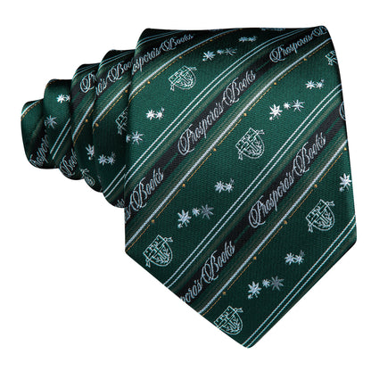 Dark Green Floral Striped Silk Tie, Pocket Square and Cufflinks Set tie sets    - Sophisticated Gentlemen