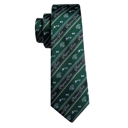 Dark Green Floral Striped Silk Tie, Pocket Square and Cufflinks Set tie sets    - Sophisticated Gentlemen