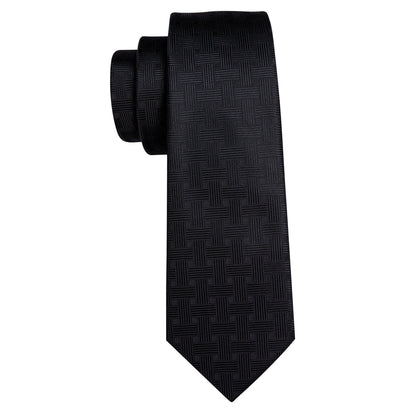 Black Striped Silk Tie, Pocket Square and Cufflinks Set tie sets    - Sophisticated Gentlemen