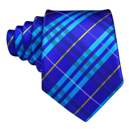 Bright Blue Striped Silk Tie, Pocket Square and Cufflinks Set tie sets    - Sophisticated Gentlemen