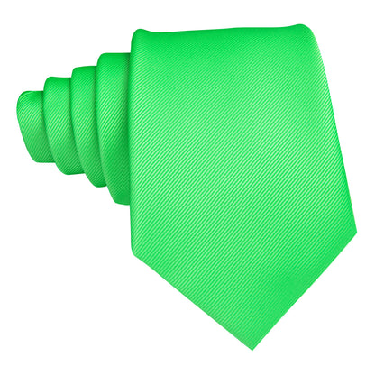 Lime Green Bright Solid Silk Tie, Pocket Square and Cufflinks Set tie sets    - Sophisticated Gentlemen