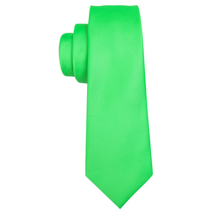 Lime Green Bright Solid Silk Tie, Pocket Square and Cufflinks Set tie sets    - Sophisticated Gentlemen