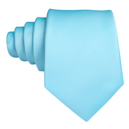Sky Blue Solid Silk Tie, Pocket Square and Cufflinks Set tie sets    - Sophisticated Gentlemen