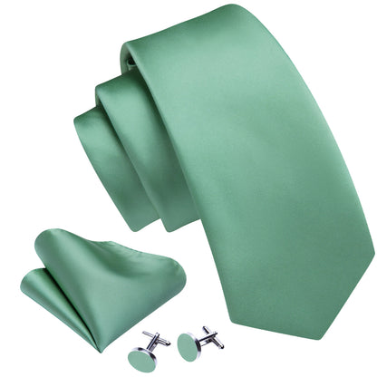 Turquoise Green Solid Silk Tie, Pocket Square and Cufflinks Set tie sets    - Sophisticated Gentlemen