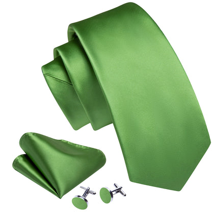 LimeGreen Cobalt Green Solid Silk Tie, Pocket Square and Cufflinks Set tie sets    - Sophisticated Gentlemen