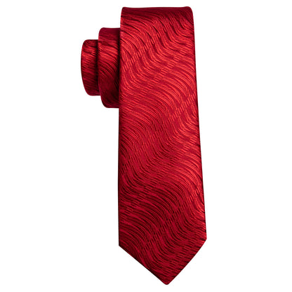 Red Wedding Novelty Silk Tie, Pocket Square and Cufflinks Set tie sets    - Sophisticated Gentlemen