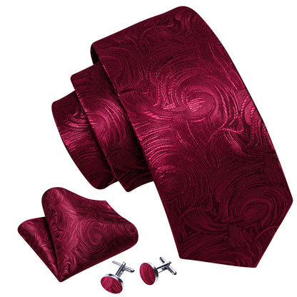 Fire Brick Paisley Silk Tie, Pocket Square and Cufflinks Set tie sets    - Sophisticated Gentlemen
