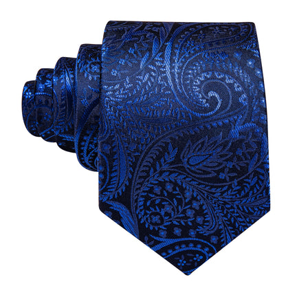 Blue Paisley Silk Tie, Pocket Square and Cufflinks Set tie sets    - Sophisticated Gentlemen