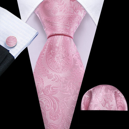 Pink Paisley Silk Tie, Pocket Square and Cufflinks Set tie sets    - Sophisticated Gentlemen