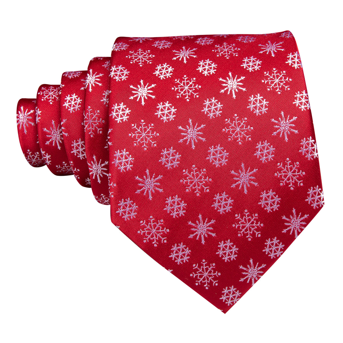 Crimson & White Snowflake Christmas Tie, Pocket Square, and Cufflinks Set tie sets - Sophisticated Gentlemen