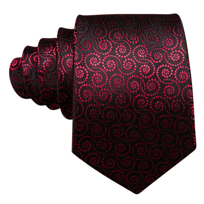 Red Novelty Floral Silk Tie, Pocket Square and Cufflinks Set tie sets    - Sophisticated Gentlemen