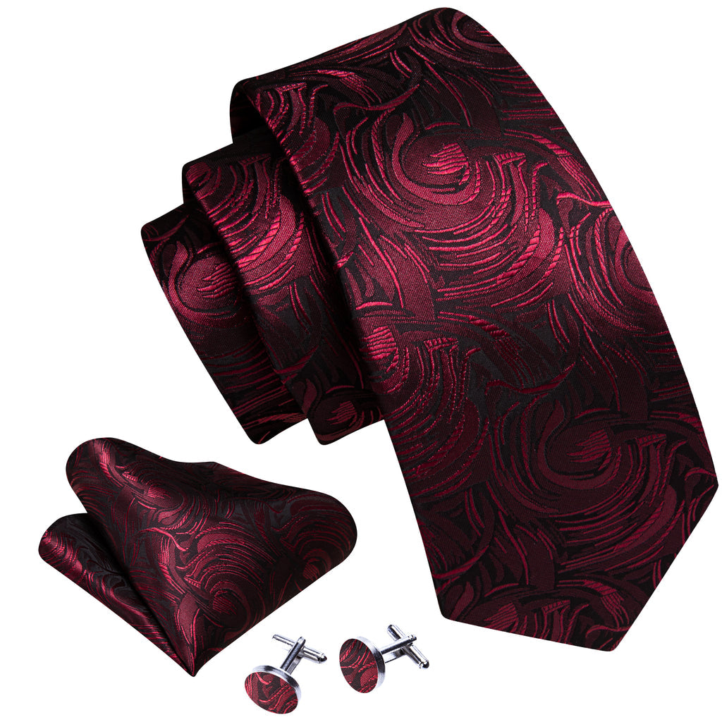 Fire Brick Paisley Silk Tie, Pocket Square and Cufflinks Set tie sets    - Sophisticated Gentlemen