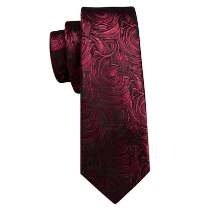 Fire Brick Paisley Silk Tie, Pocket Square and Cufflinks Set tie sets    - Sophisticated Gentlemen