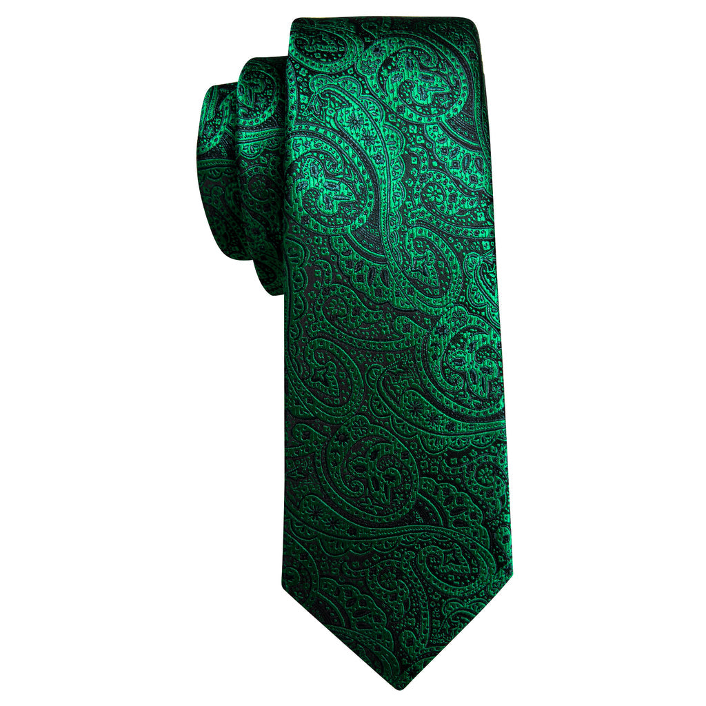 Green Paisley Silk Tie, Pocket Square and Cufflinks Set tie sets    - Sophisticated Gentlemen