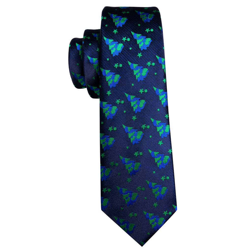 Blue Green Christmas Tree Tie, Pocket Square and Cufflinks Set tie sets    - Sophisticated Gentlemen
