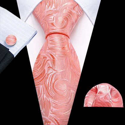Baby Pink Abstract Silk Tie Set tie sets    - Sophisticated Gentlemen