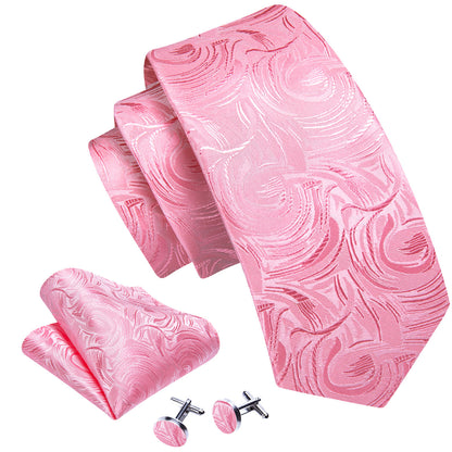 Pink Paisley Silk Tie, Pocket Square and Cufflinks Set tie sets    - Sophisticated Gentlemen