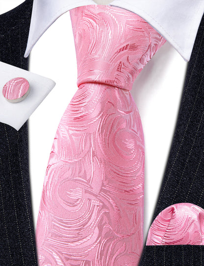 Pink Paisley Silk Tie, Pocket Square and Cufflinks Set tie sets    - Sophisticated Gentlemen