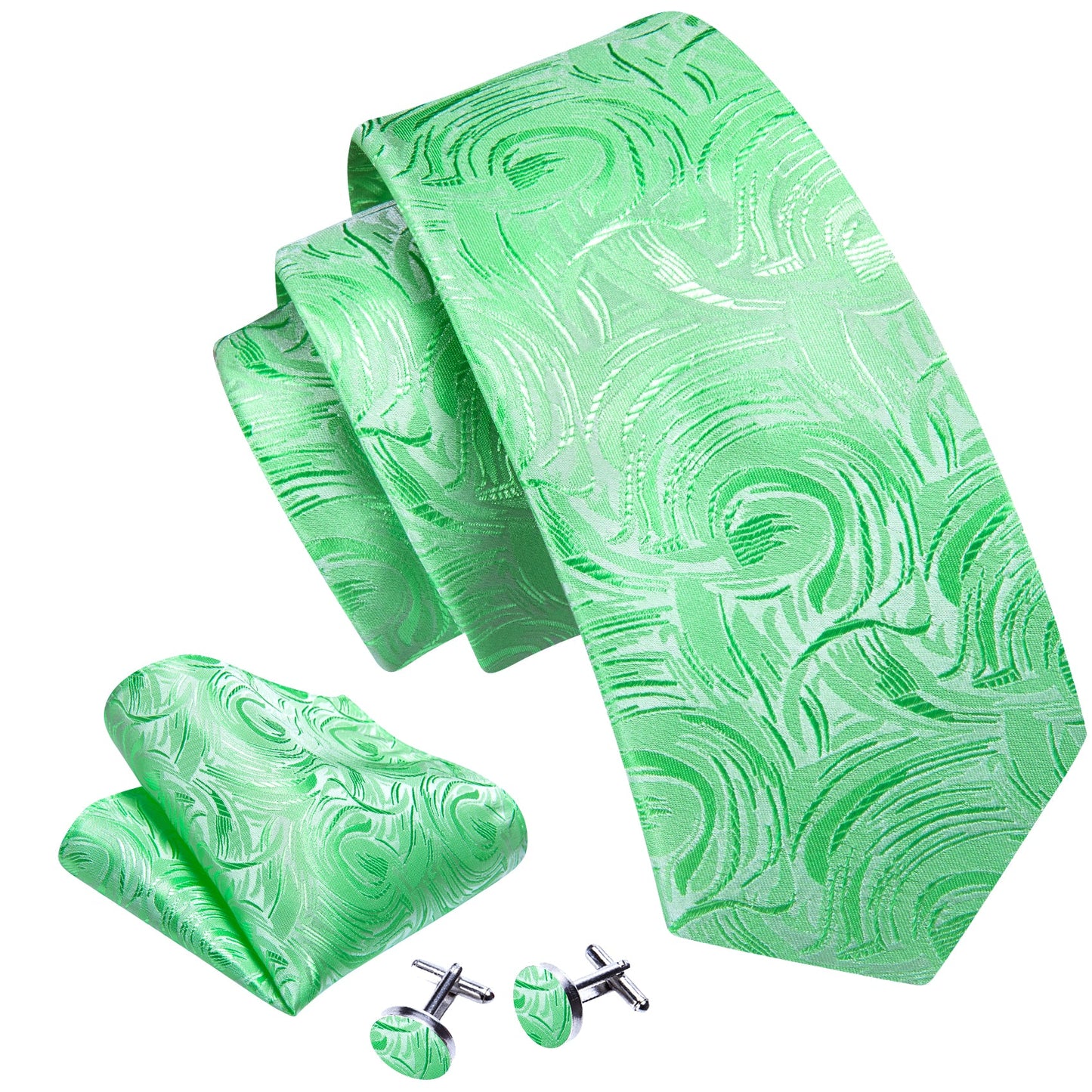 Green Abstract Silk Tie Set tie sets    - Sophisticated Gentlemen