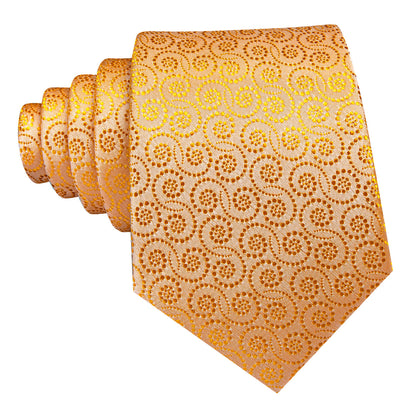Gold Yellow Floral Silk Tie, Pocket Square and Cufflinks Set tie sets    - Sophisticated Gentlemen
