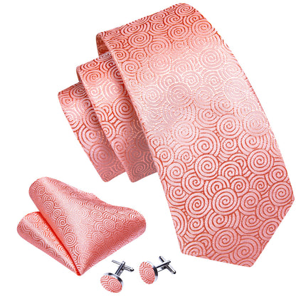 Melon Red Silk Novelty Tie, Pocket Square and Cufflinks Set tie sets    - Sophisticated Gentlemen