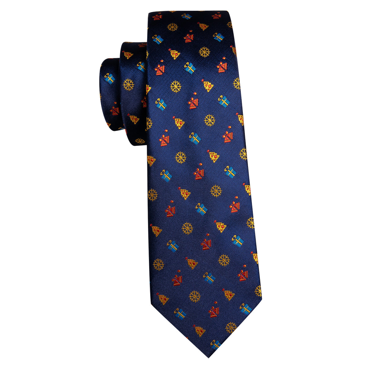 Blue Christmas Printed Pattern Tie, Pocket Square and Cufflinks Set tie sets    - Sophisticated Gentlemen