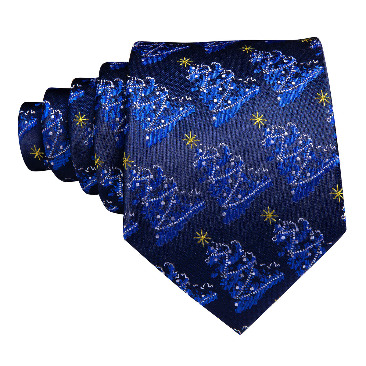 Midnight Blue Christmas Tree Jacquard Tie, Pocket Square & Cufflinks Set tie sets    - Sophisticated Gentlemen