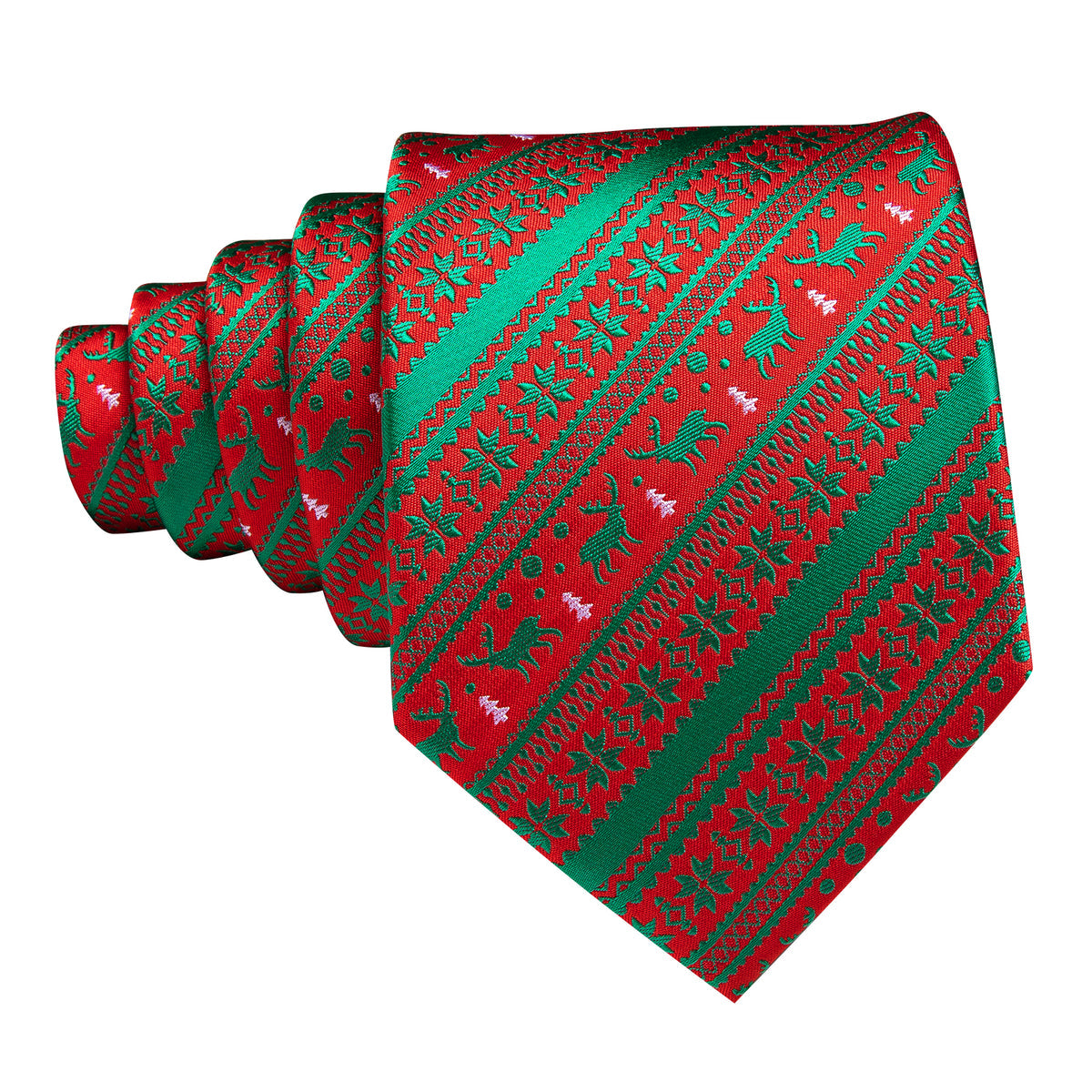 Green Red Christmas Elk Pattern Tie, Pocket Square and Cufflinks Set tie sets    - Sophisticated Gentlemen